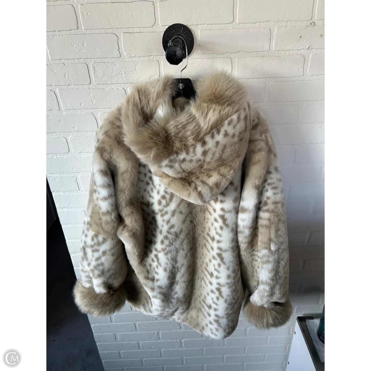 Coat Faux Fur & Sherpa By Coldwater Creek In Tan & White, Size: Lp