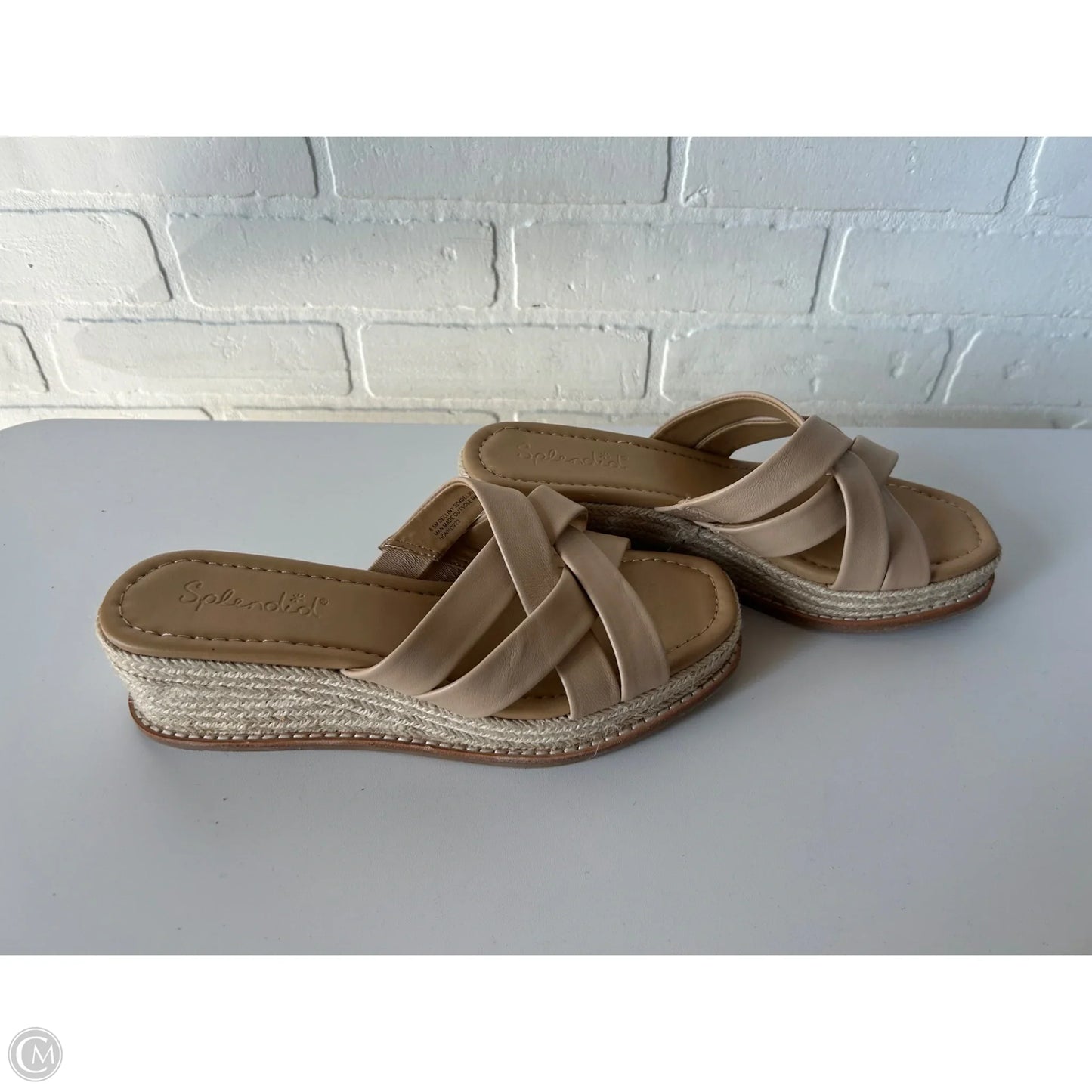 Sandals Heels Wedge By Splendid In Tan, Size: 8.5