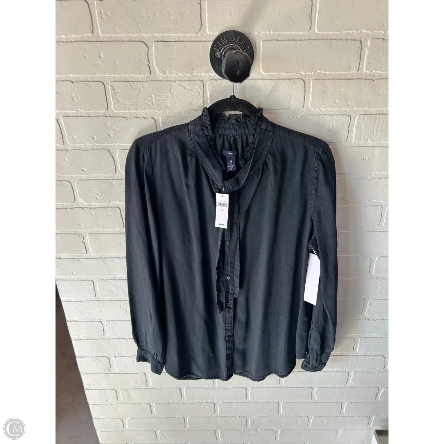 Top Long Sleeve By Gap In Black, Size: L
