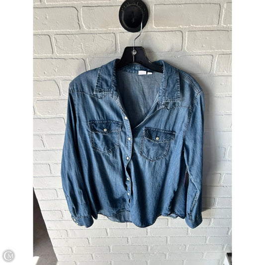 Top Long Sleeve By Gap In Blue Denim, Size: Xl