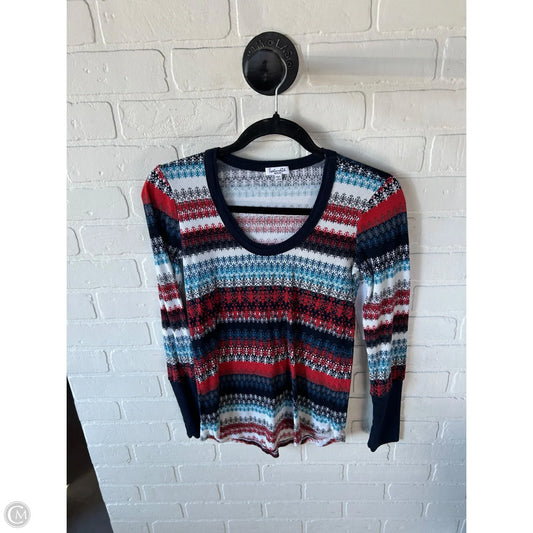 Top Long Sleeve By Splendid In Blue & Red & White, Size: M