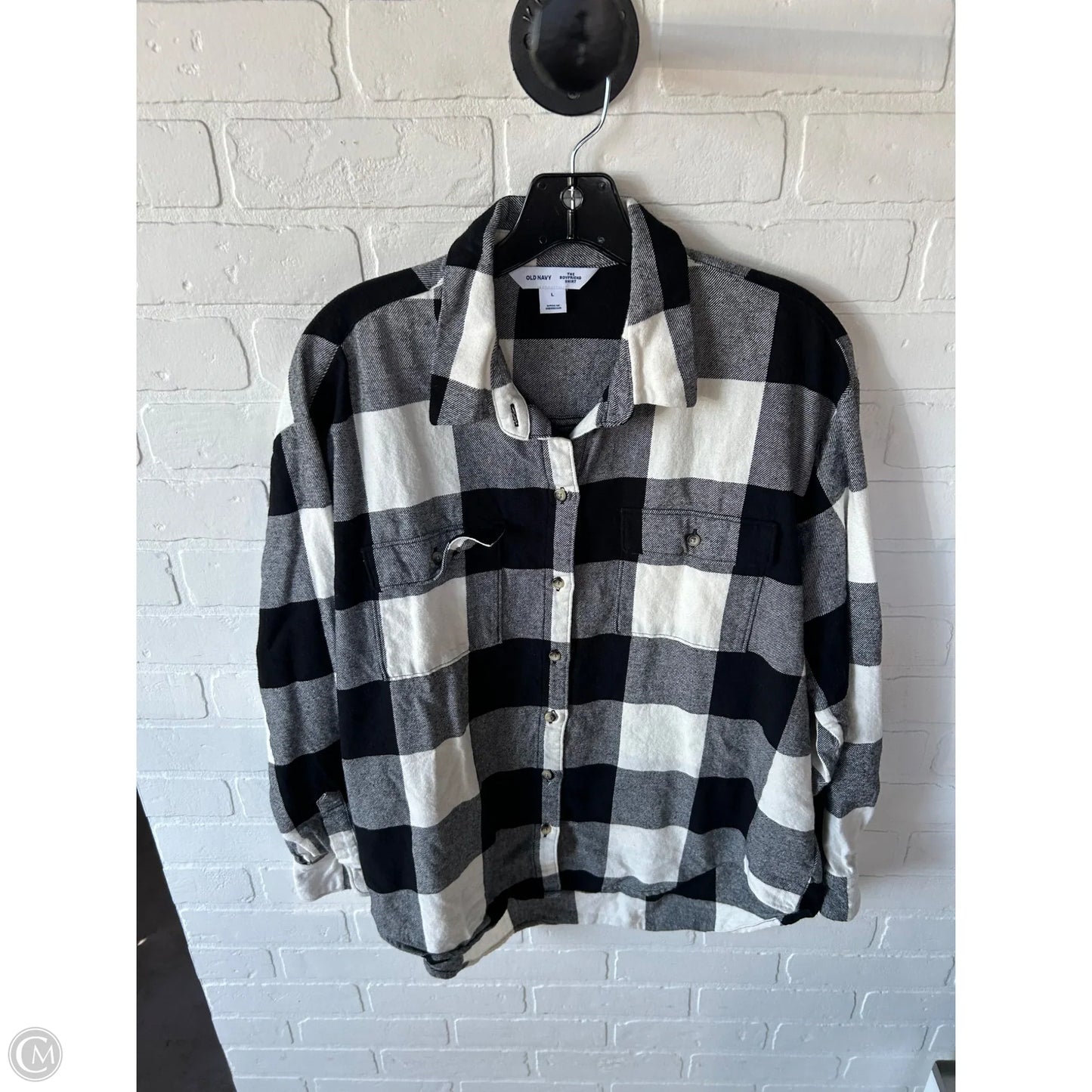 Top Long Sleeve By Old Navy In Black & Cream, Size: L