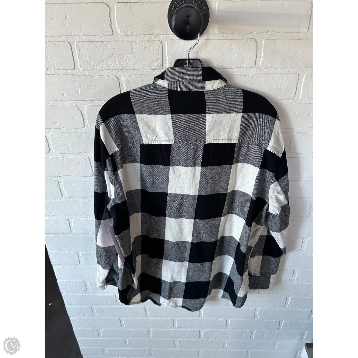 Top Long Sleeve By Old Navy In Black & Cream, Size: L