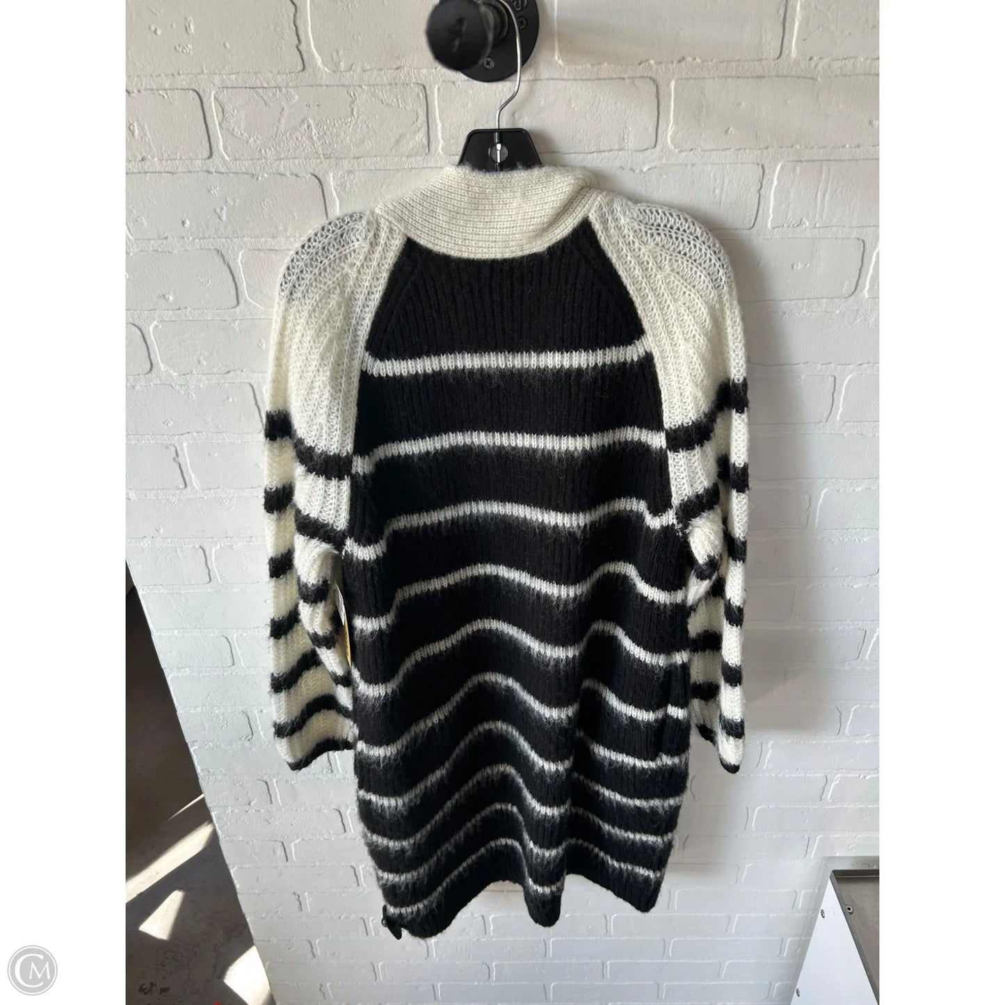 Sweater Cardigan Designer By All Saints In Black & Cream, Size: S