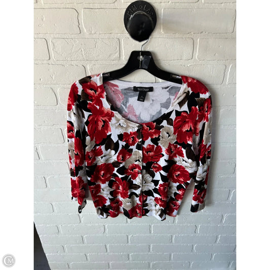 Sweater Cardigan By White House Black Market In Black & Red, Size: L