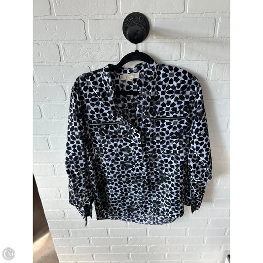 Top Long Sleeve By Michael By Michael Kors In Black & White, Size: S