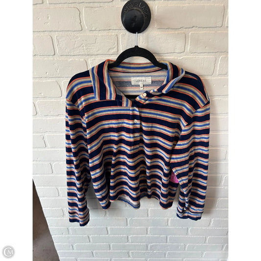 Top Long Sleeve By The Great. In Blue & Orange, Size: M