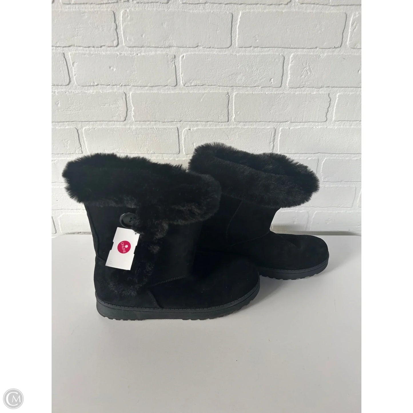 Boots Mid-calf Flats By So In Black, Size: 9.5