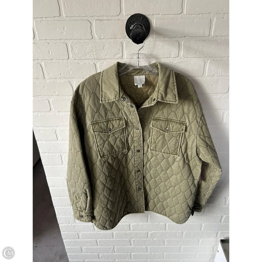 Jacket Puffer & Quilted By Joie In Green, Size: L