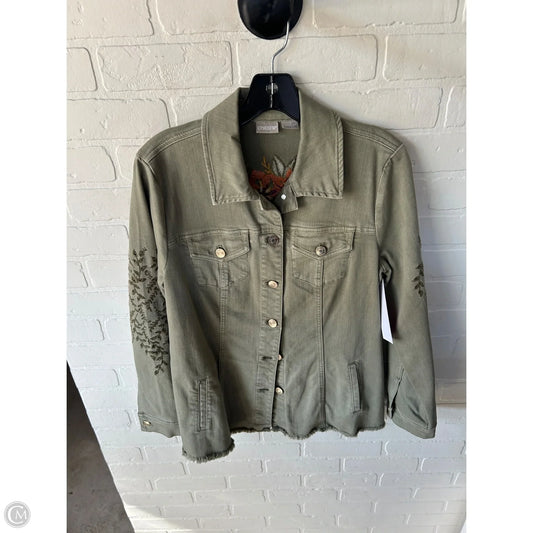 Jacket Moto By Chicos In Green, Size: M