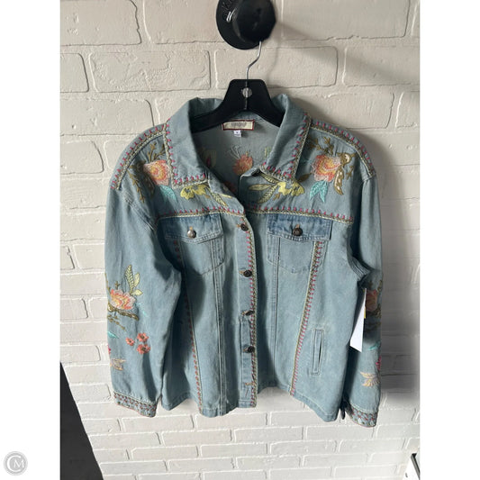 Jacket Denim By Johnny Was In Blue Denim, Size: L