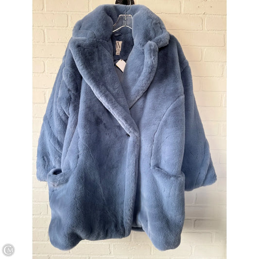Coat Faux Fur & Sherpa By Worthington In Blue, Size: L