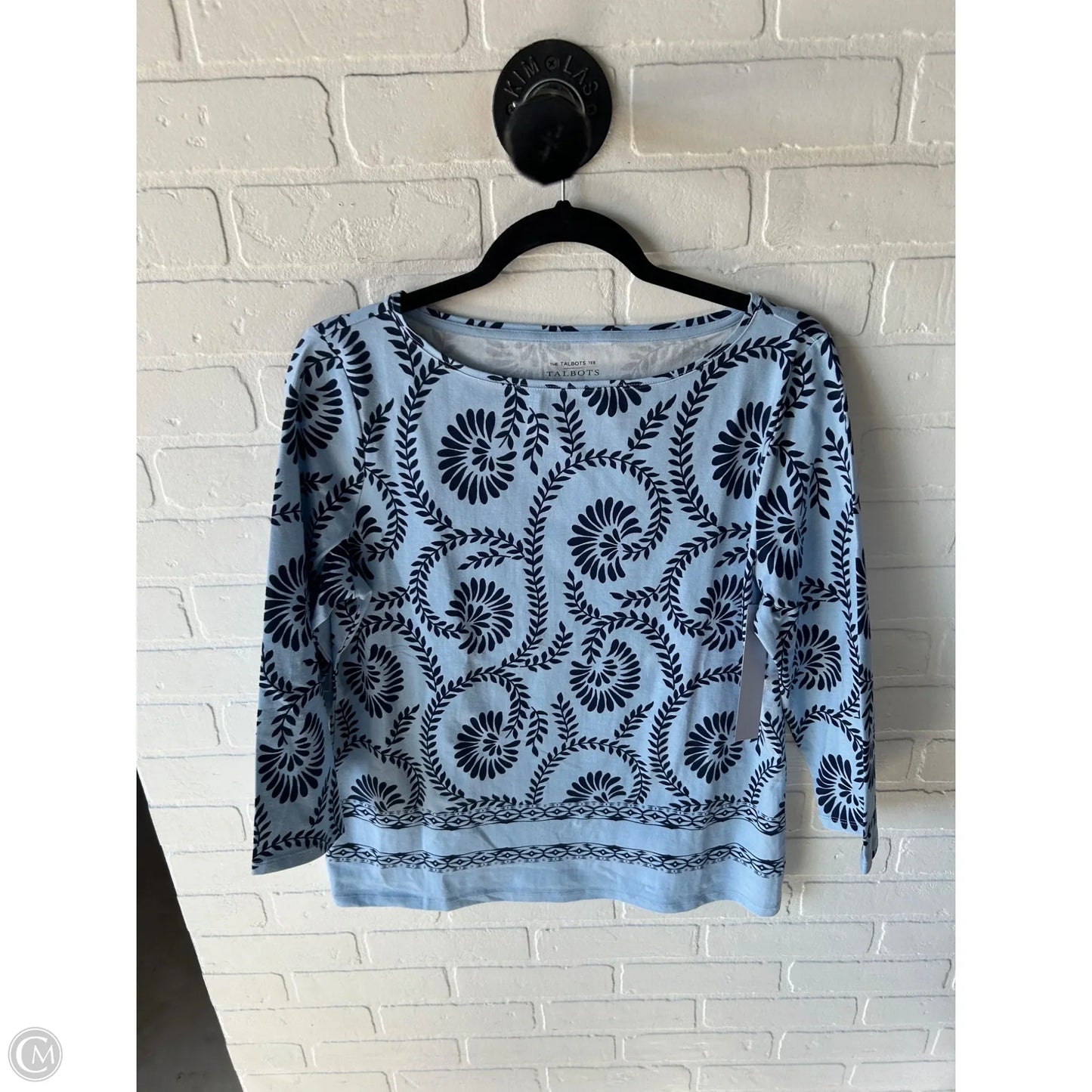 Top 3/4 Sleeve Basic By Talbots In Blue, Size: L