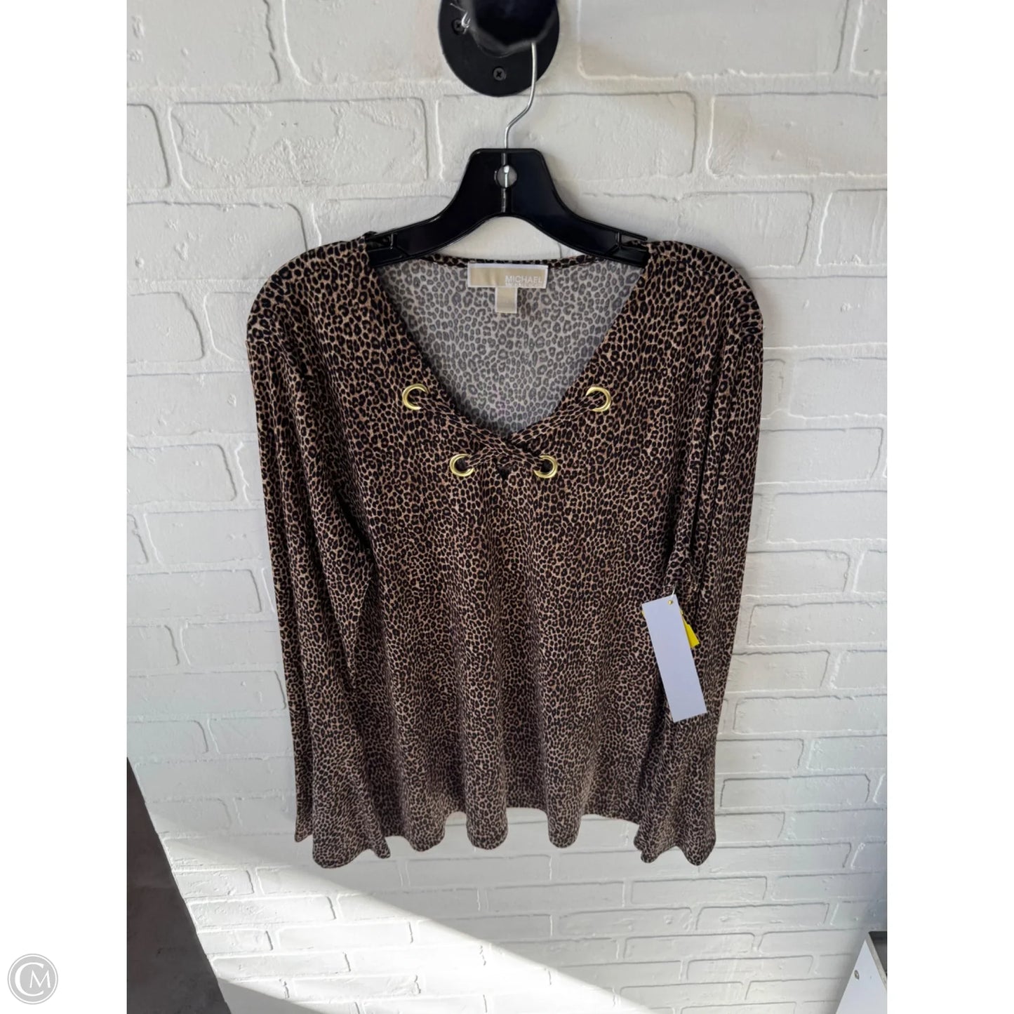 Top Long Sleeve By Michael By Michael Kors In Black & Brown, Size: Xl