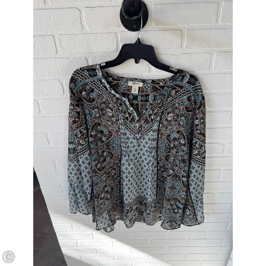 Top Long Sleeve By Style And Company In Black & Blue, Size: Xl