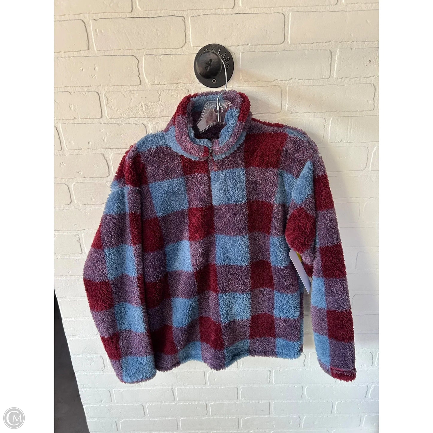 Jacket Fleece By Eddie Bauer In Blue & Red, Size: S