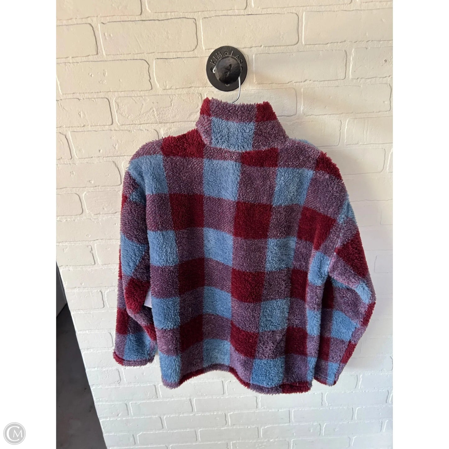 Jacket Fleece By Eddie Bauer In Blue & Red, Size: S