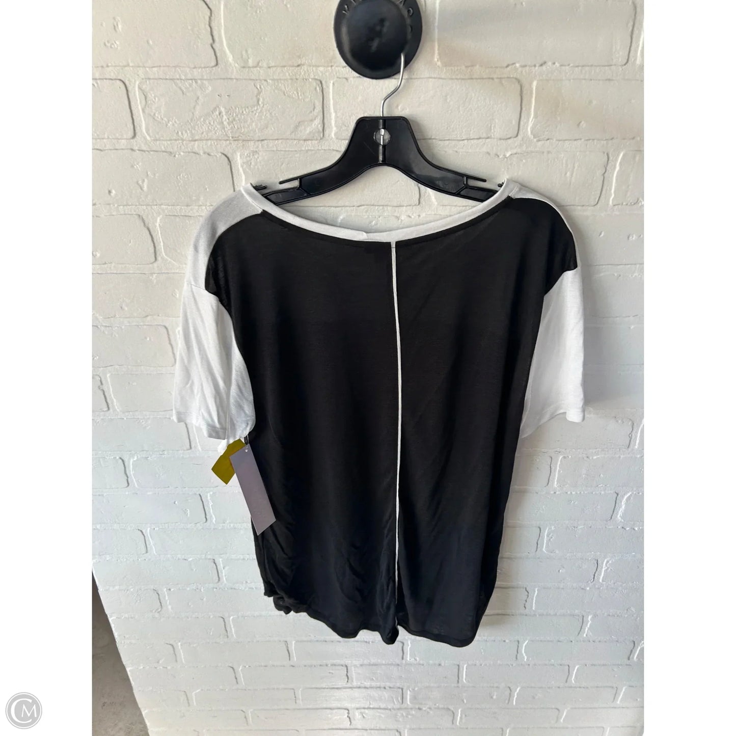Top Short Sleeve By Vince In Black & White, Size: L