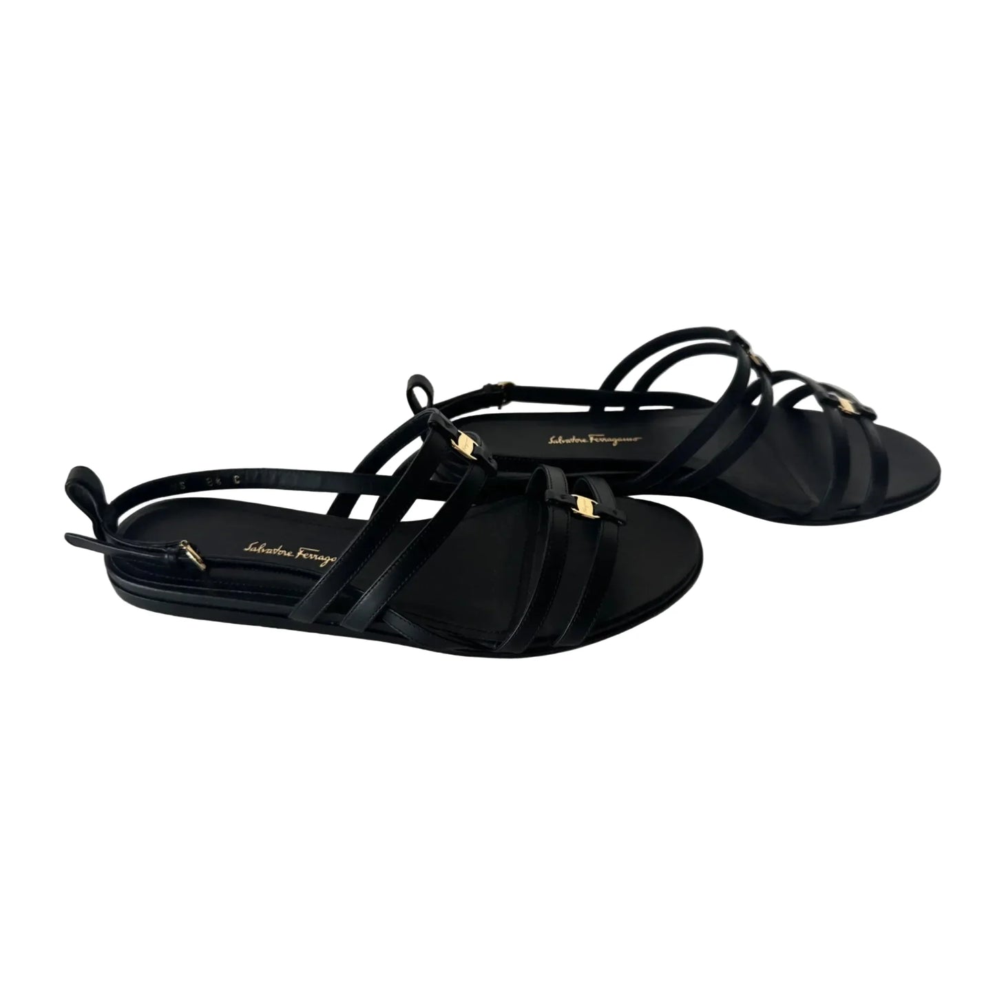 Sandals Luxury Designer By Ferragamo In Black, Size: 8.5