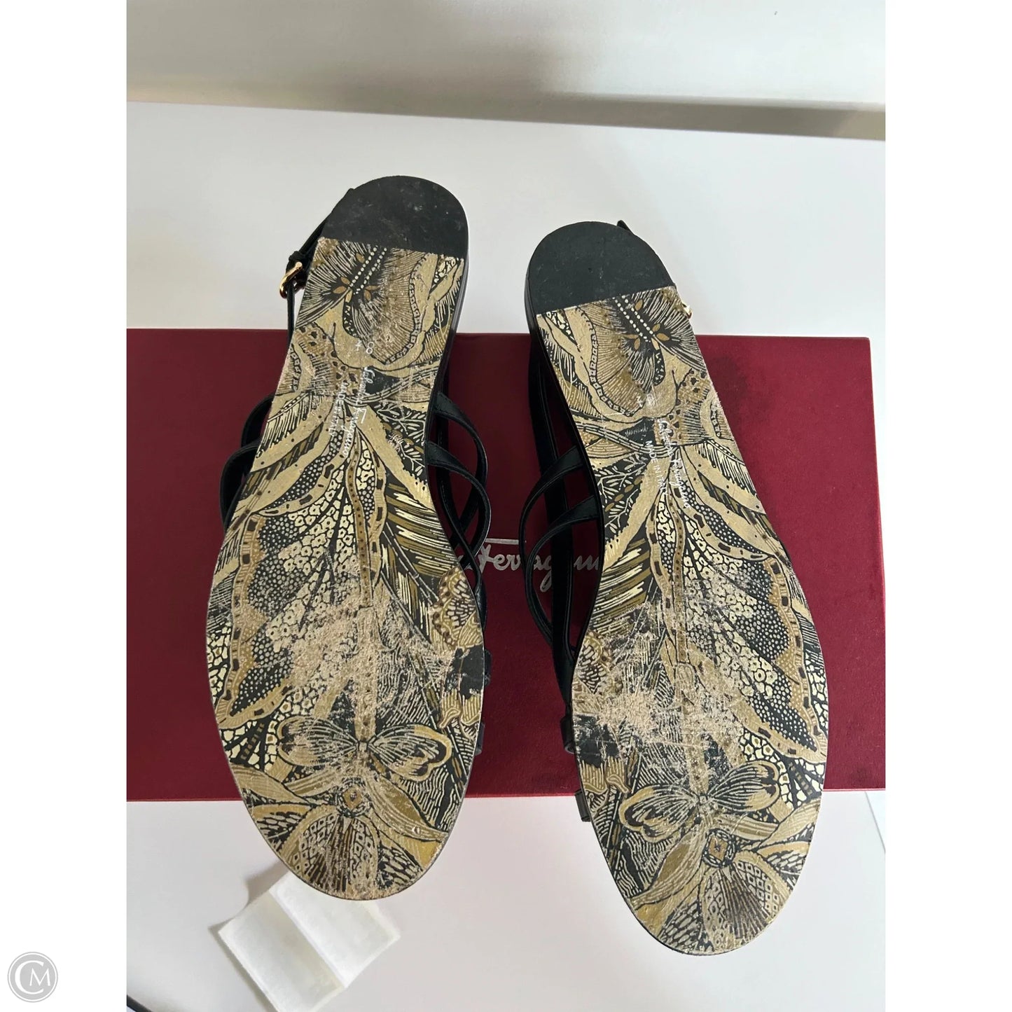 Sandals Luxury Designer By Ferragamo In Black, Size: 8.5