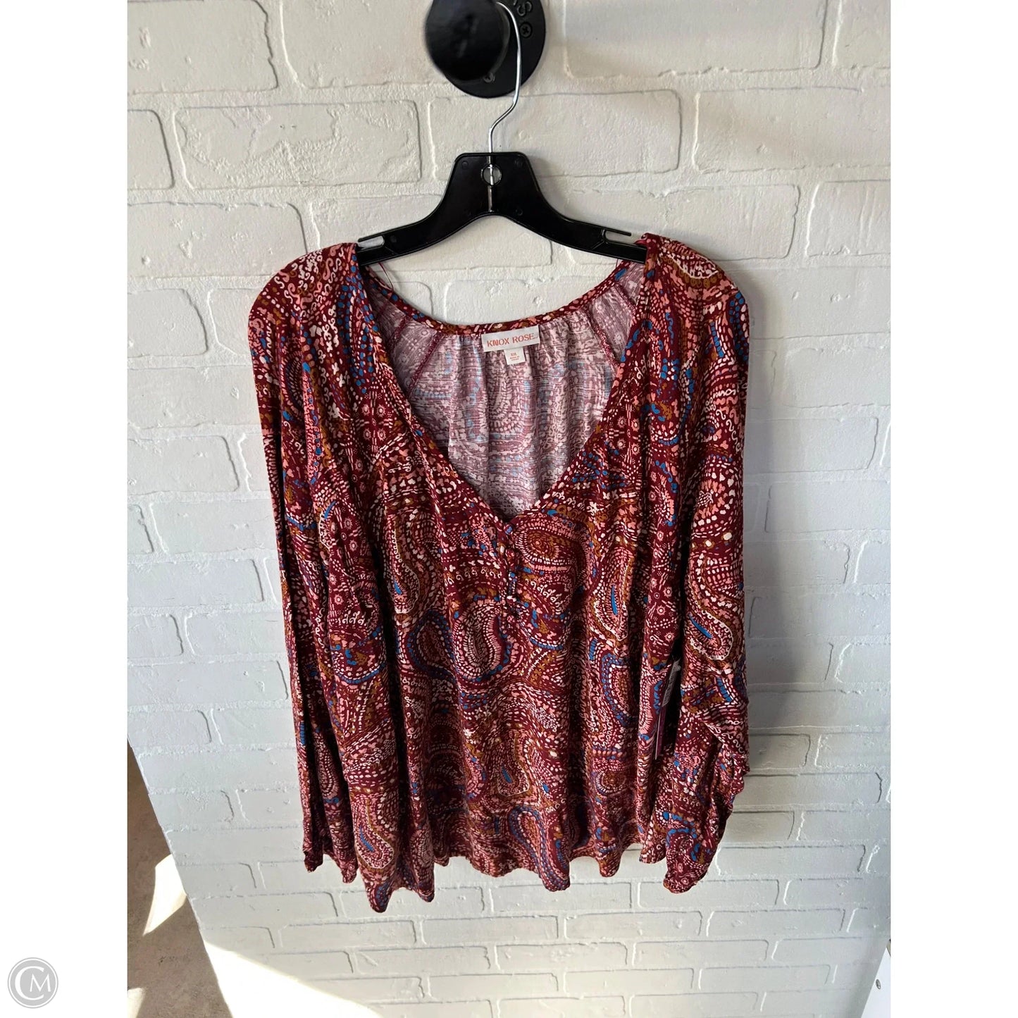 Top Long Sleeve By Knox Rose In Red, Size: Xxl