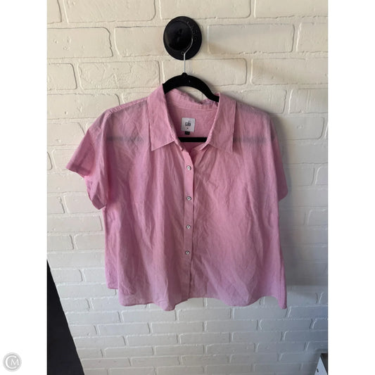 Top Short Sleeve By Cabi In Pink & White, Size: M