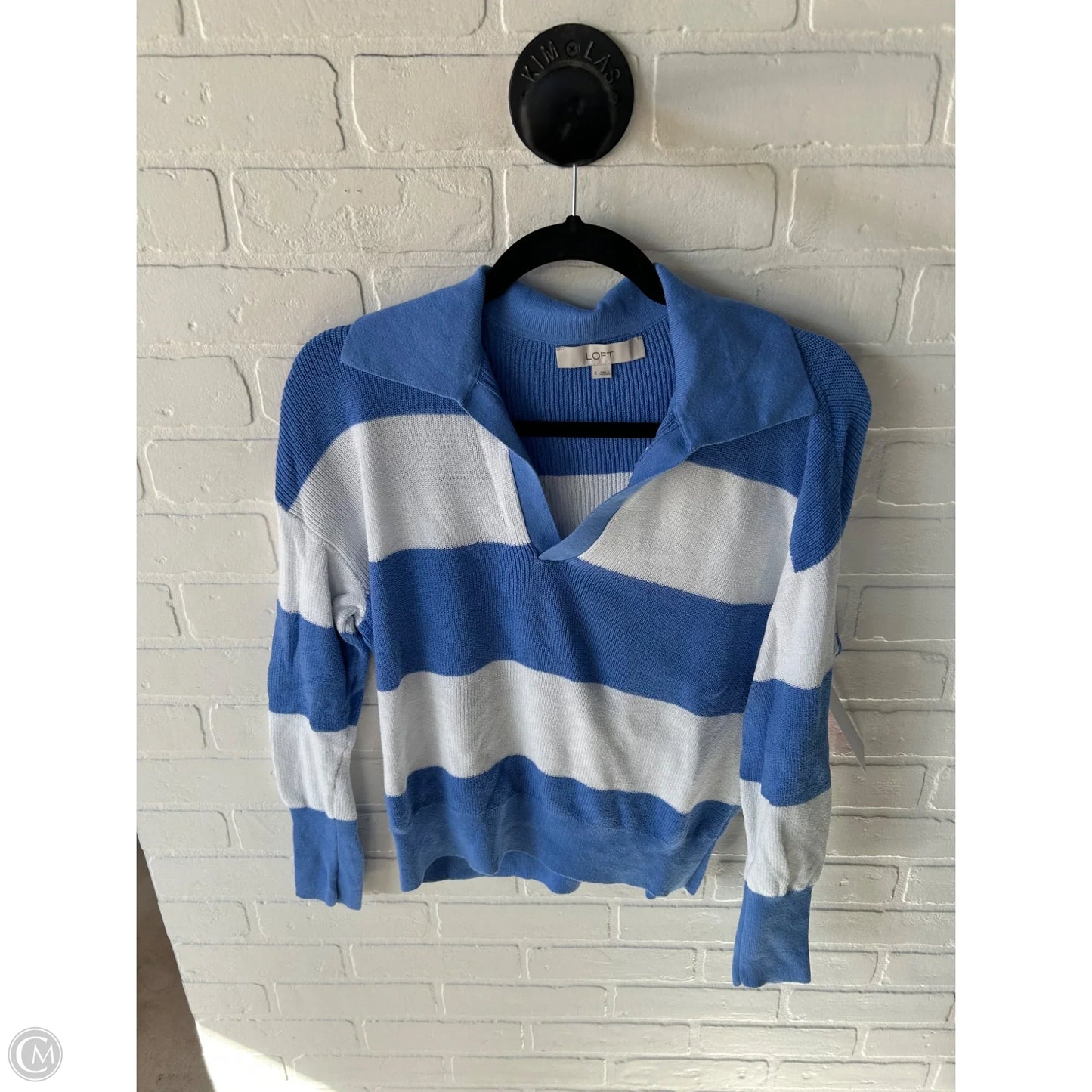 Sweater By Loft In Blue & White, Size: S