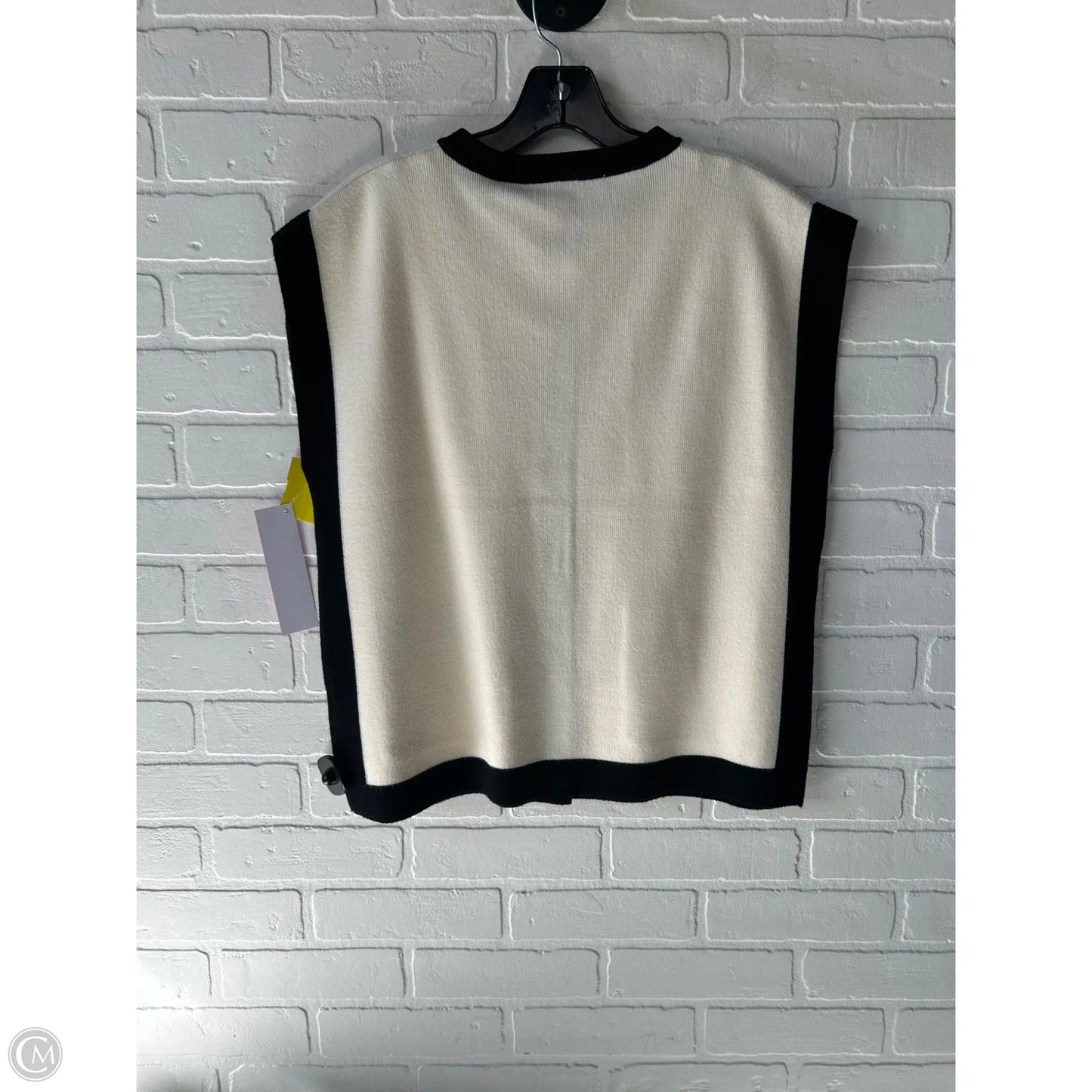 Vest Sweater By Elie Tahari In Black & Cream, Size: M