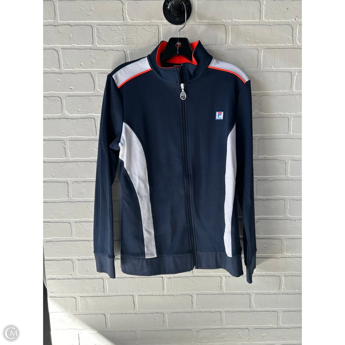 Athletic Jacket By Fila In Blue & Orange, Size: L