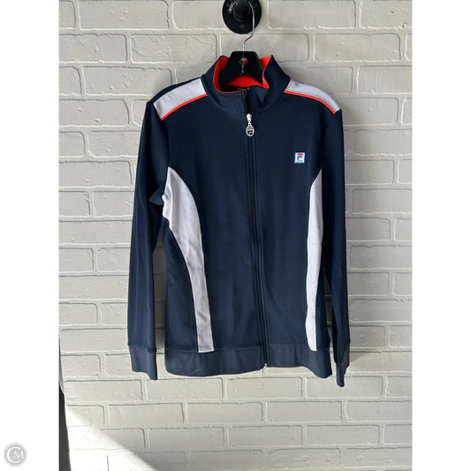 Athletic Jacket By Fila In Blue & Orange, Size: L