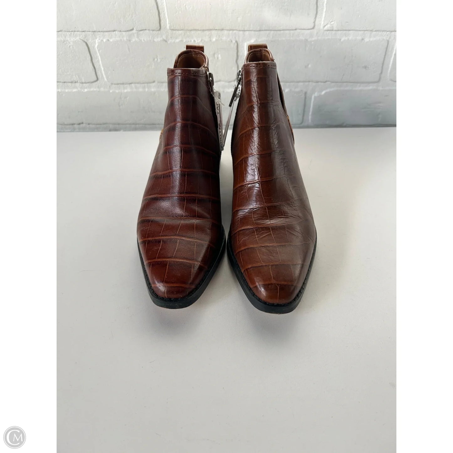 Boots Ankle Heels By Franco Sarto In Brown, Size: 5.5