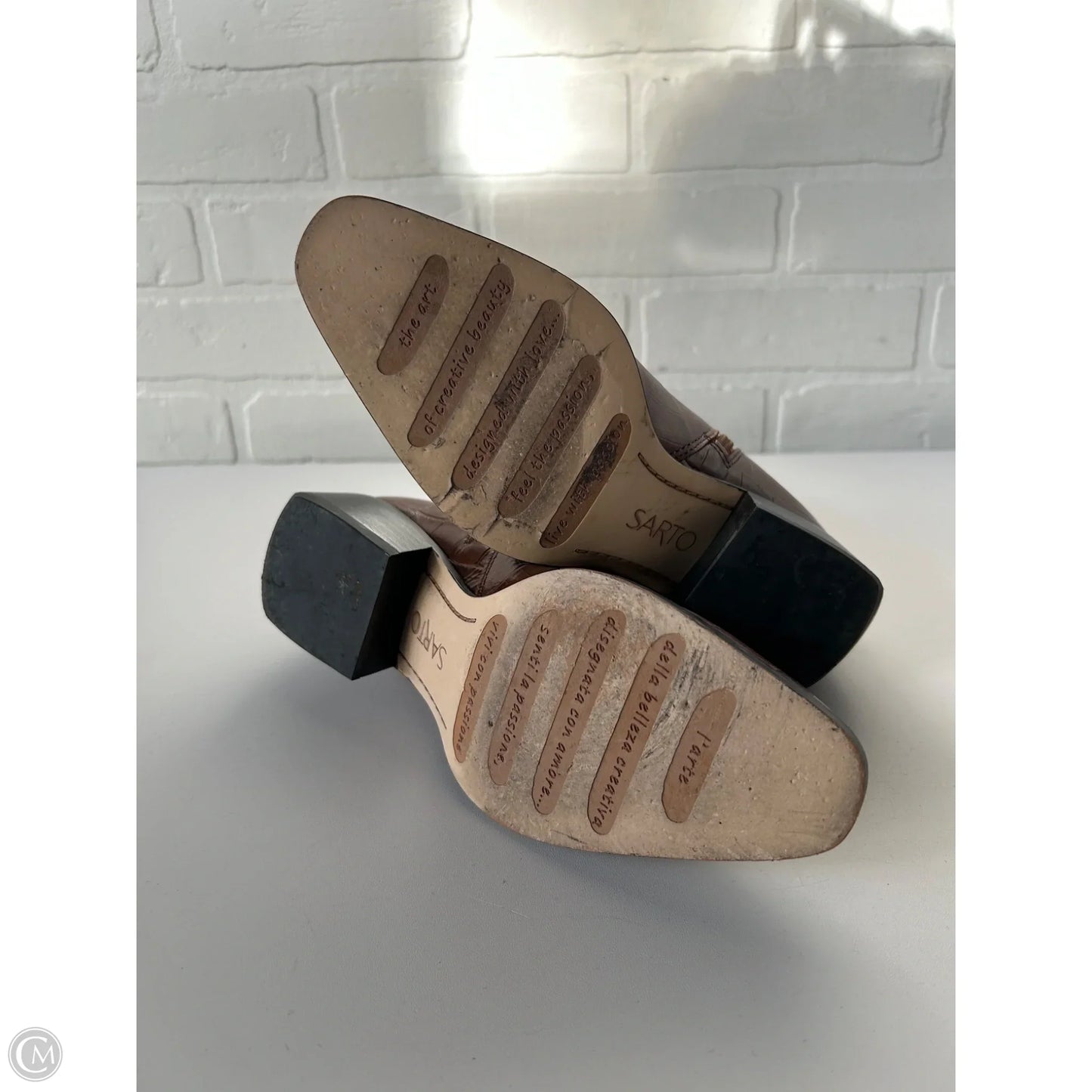 Boots Ankle Heels By Franco Sarto In Brown, Size: 5.5