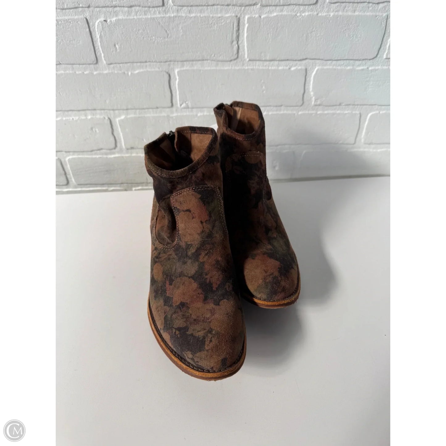 Boots Ankle Heels By Sofft In Black & Brown, Size: 9