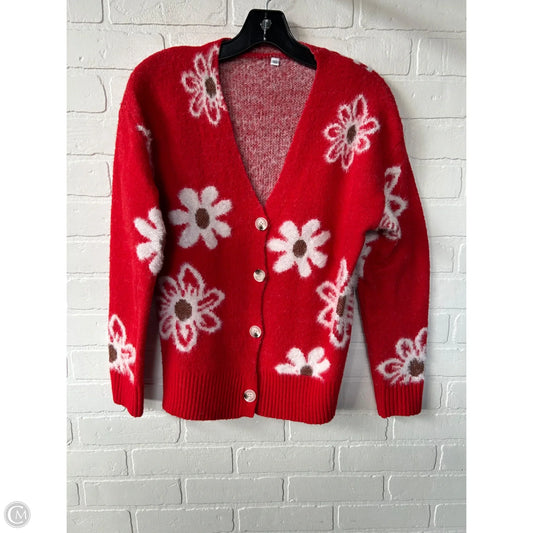 Sweater Cardigan By Clothes Mentor In Red & White, Size: Xs