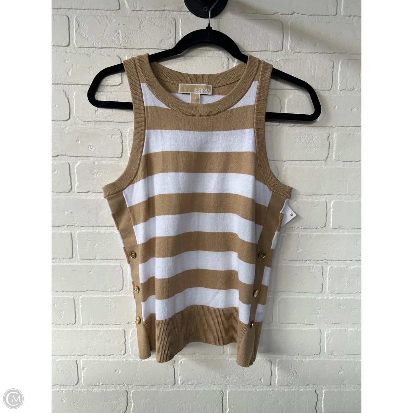 Vest Sweater By Michael By Michael Kors In Tan & White, Size: S