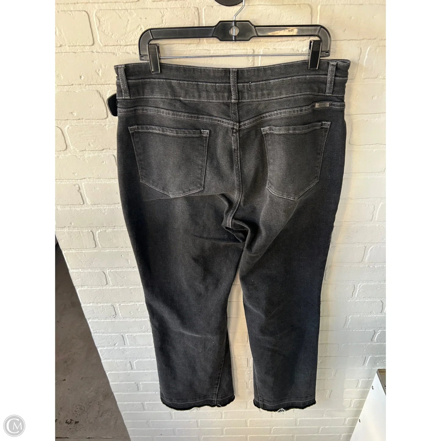 Jeans Wide Leg By Kancan In Black Denim, Size: 14