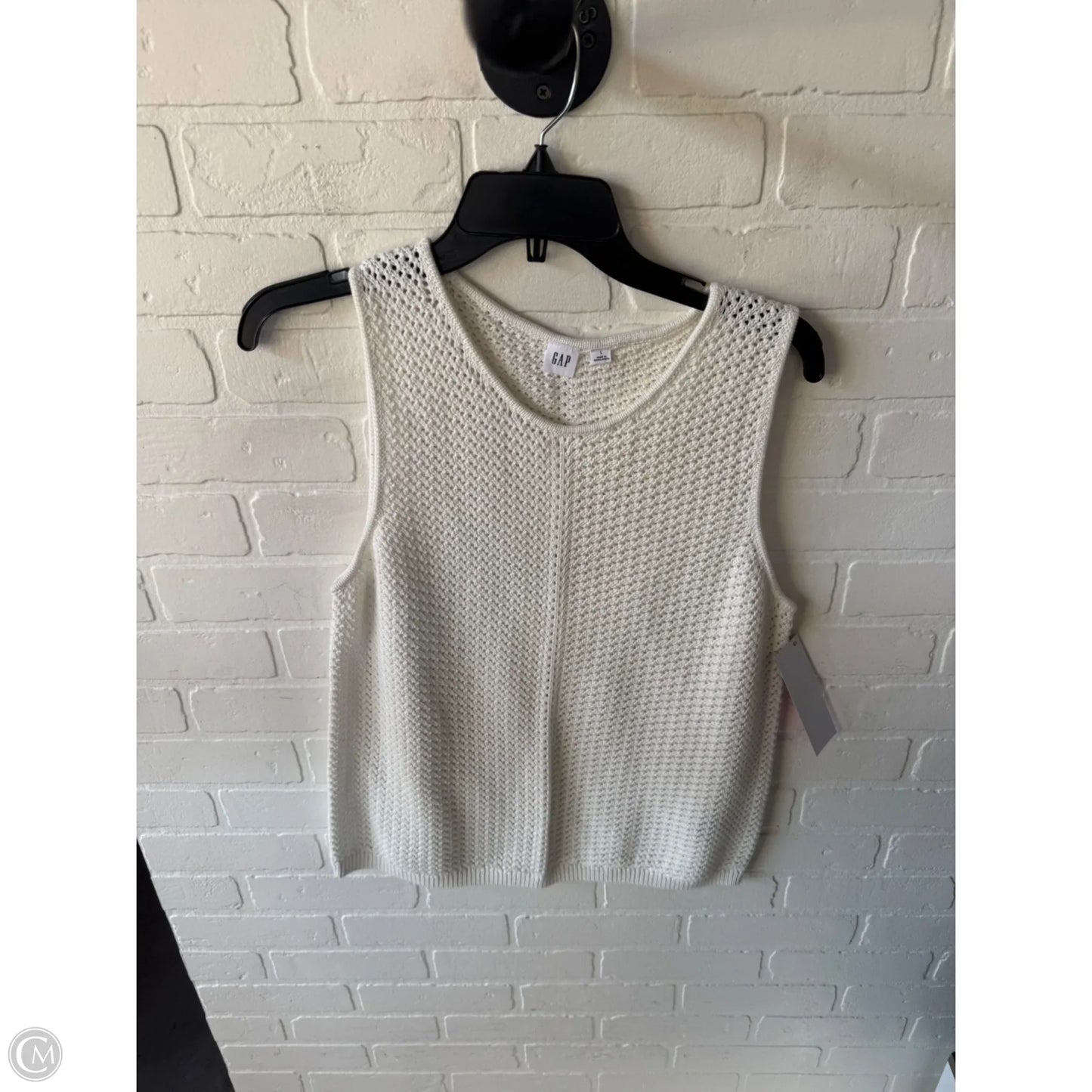 Vest Sweater By Gap In White, Size: L