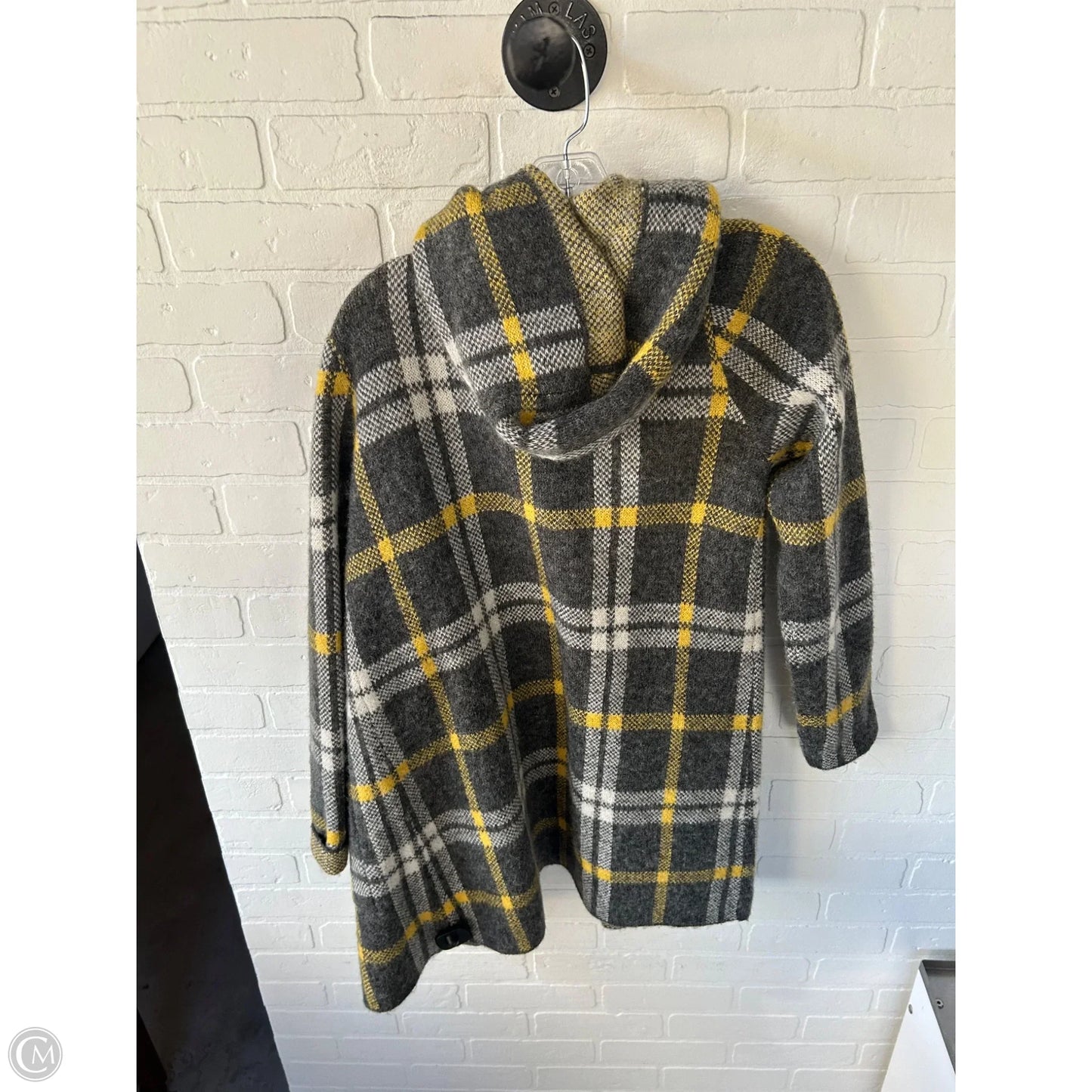 Sweater Cardigan By Tahari In Grey & Yellow, Size: M