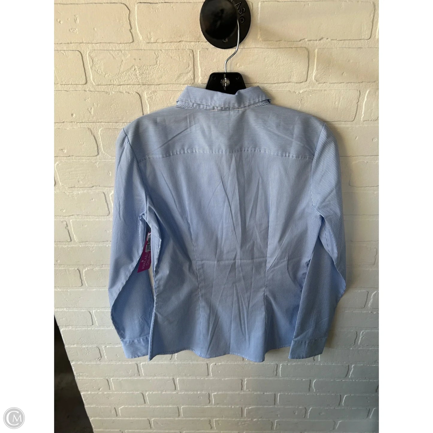Blouse Long Sleeve By H&m In Blue & White, Size: M