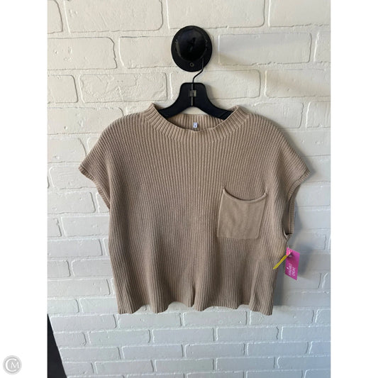 Vest Sweater By Clothes Mentor In Tan, Size: S