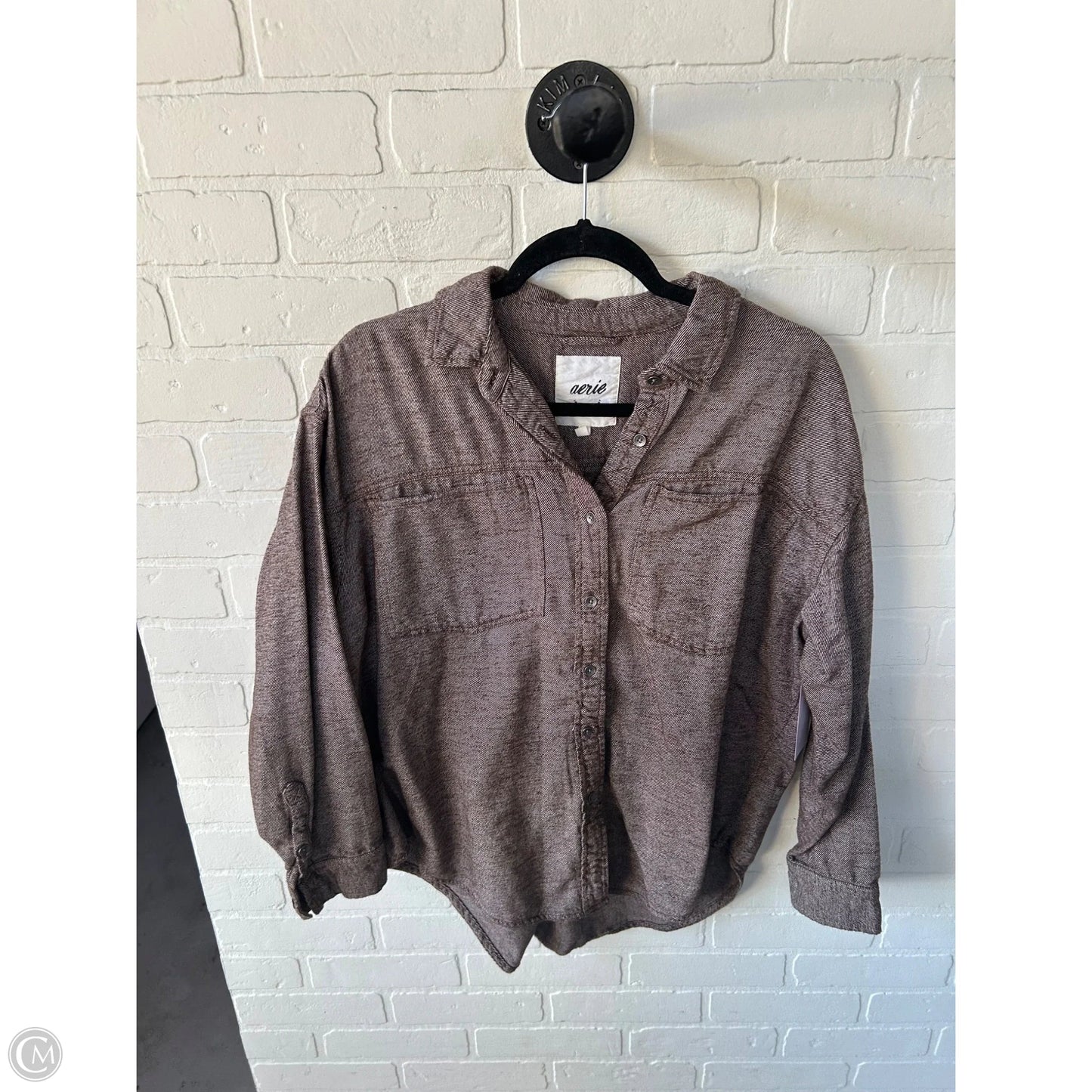 Top Long Sleeve By Aerie In Brown, Size: S