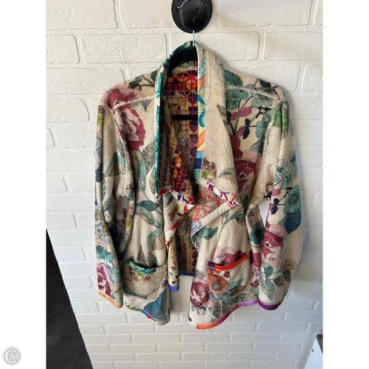 Jacket Fleece By Johnny Was In Cream & Green, Size: L