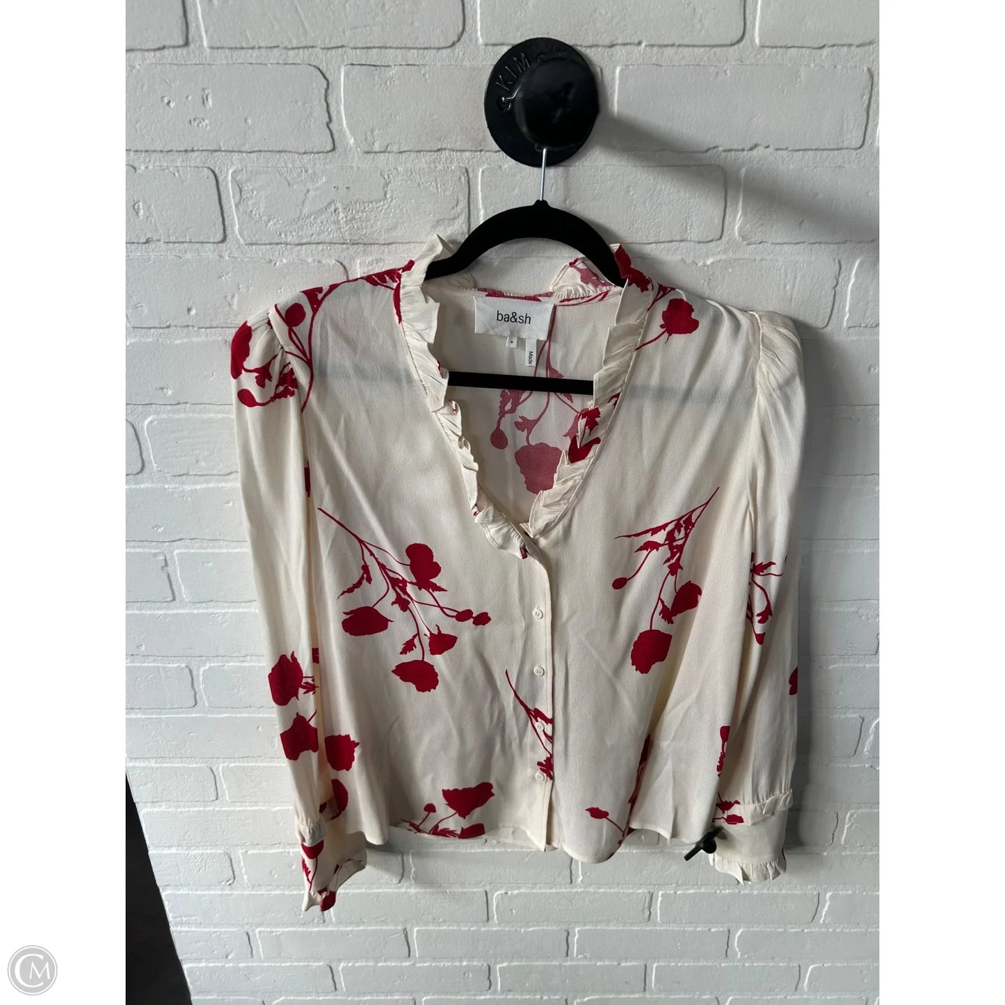 Top Long Sleeve By Cma In Cream & Red, Size: M