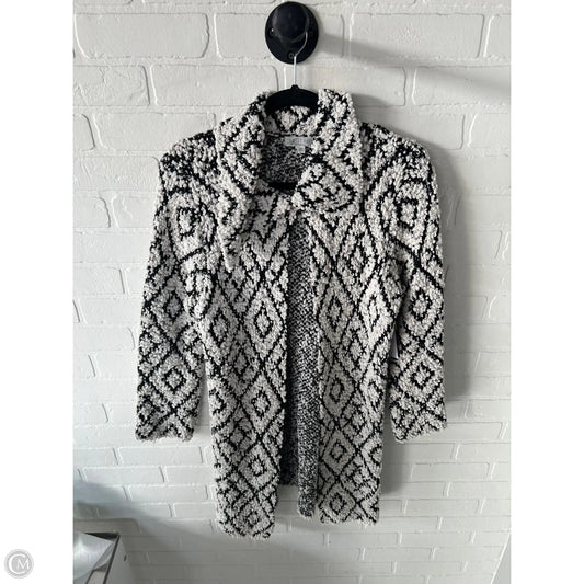 Sweater Cardigan By Solitaire In Black & Cream, Size: S