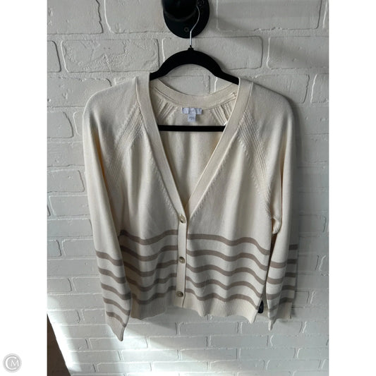 Sweater Cardigan By J. Jill In Cream & Tan, Size: M