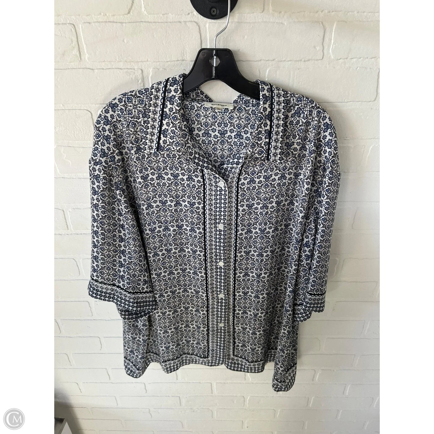 Top Short Sleeve By Max Studio In Black & Blue, Size: Xl