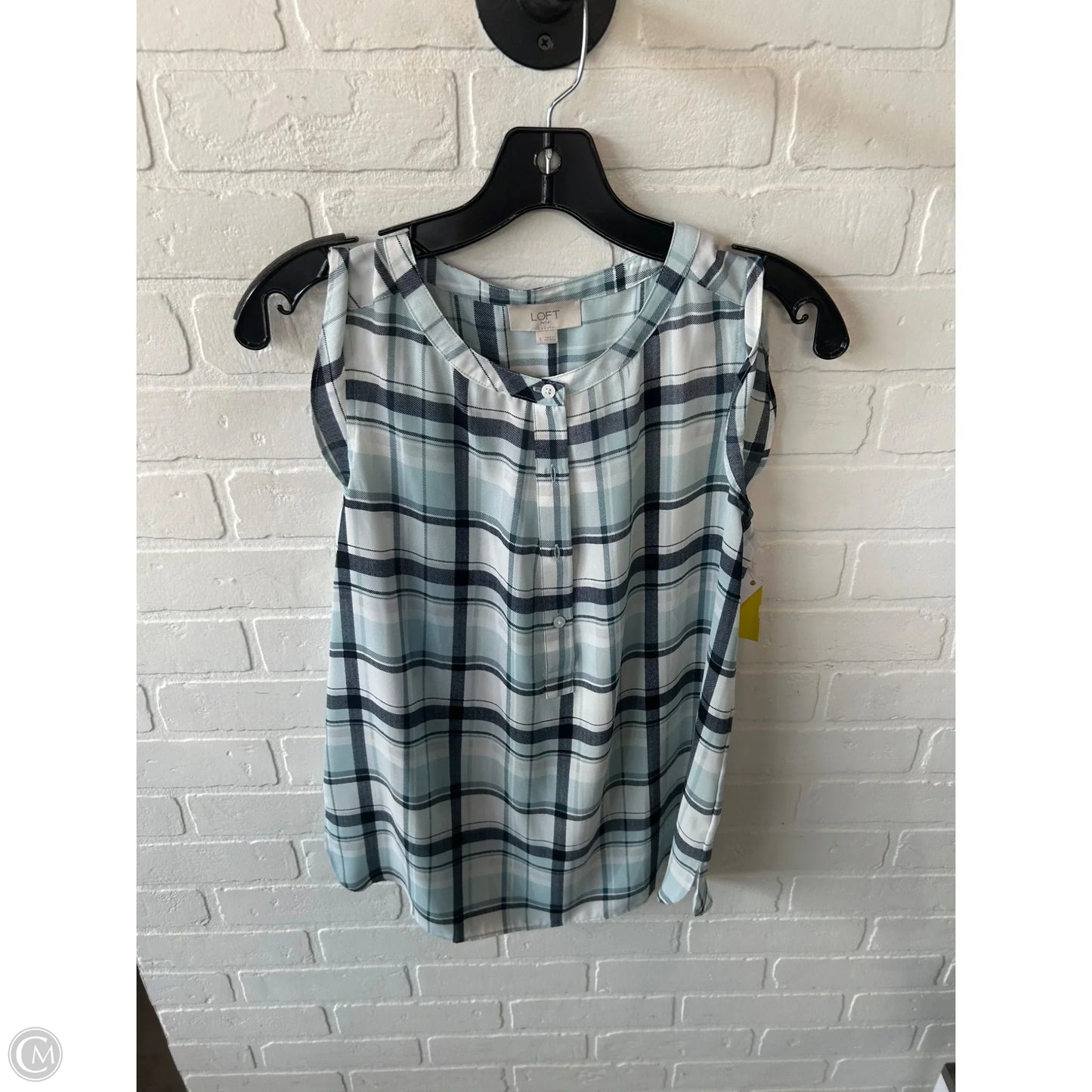 Top Sleeveless By Loft In Blue & White, Size: S
