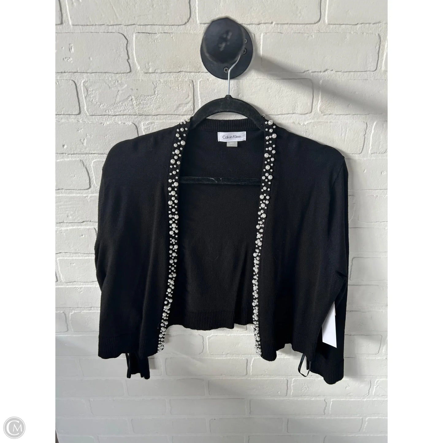 Sweater Cardigan By Calvin Klein In Black, Size: L