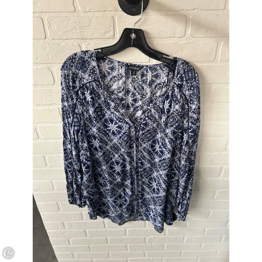 Top Long Sleeve By Lucky Brand In Blue & White, Size: M