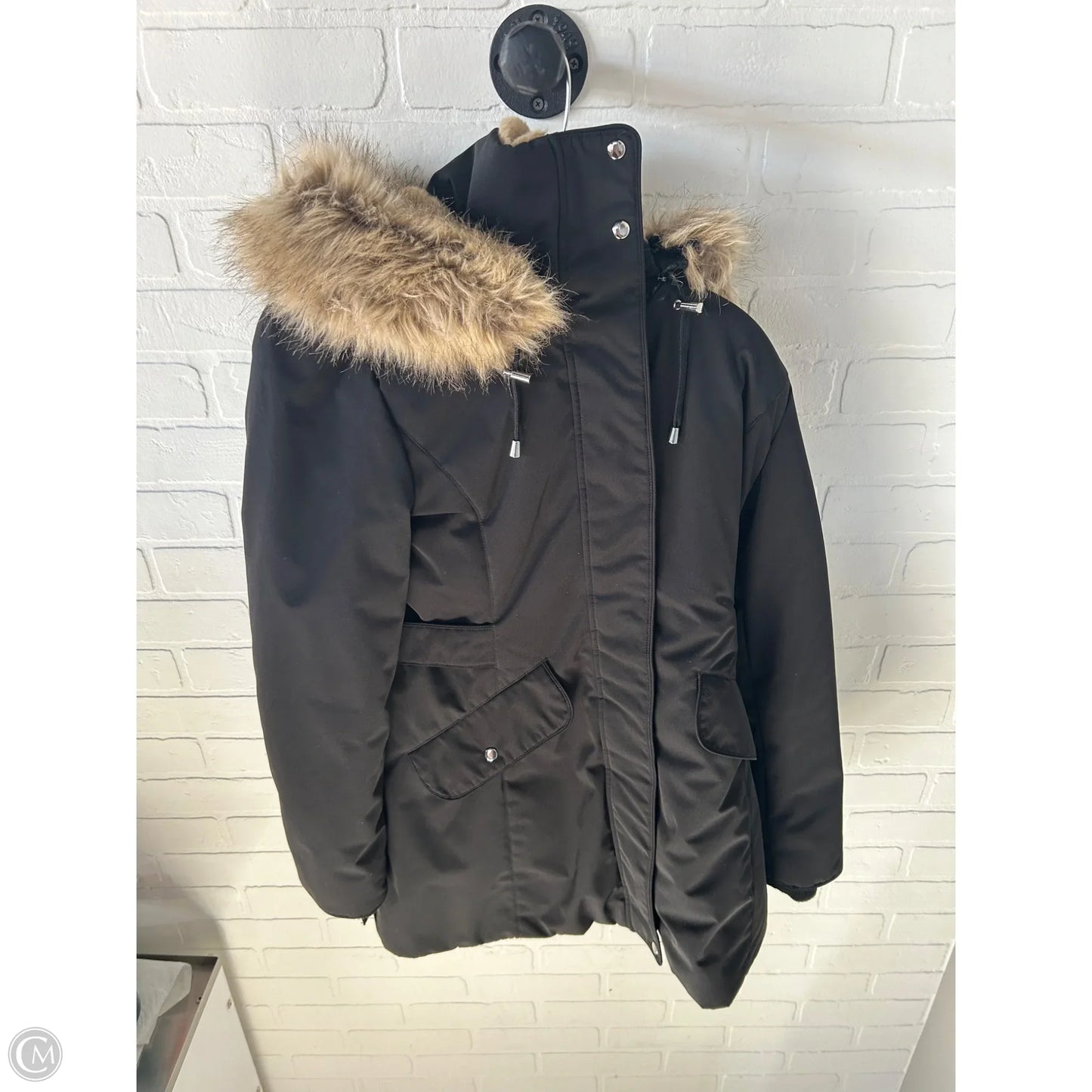 Coat Parka By Zara In Black & Tan, Size: S